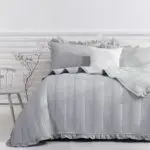 طقم مفرش سادة رصاصي مزدوج