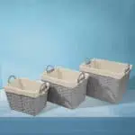 طقم سلة غسيل مستطيلة ٣ قطع رصاصي