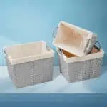 طقم سلة غسيل مستطيلة ٣ قطع رصاصي