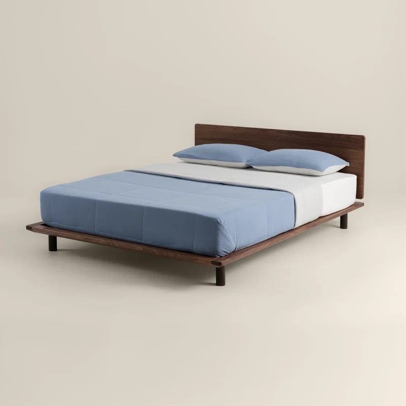 لحاف مضغوط سادة قطن لون أزرق