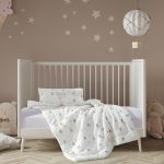 طقم لحاف مواليد قطعتين قطن لون اوف وايت