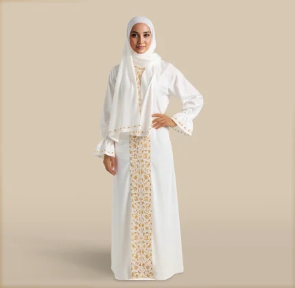لباس صلاة مطرز لون أوف وايت