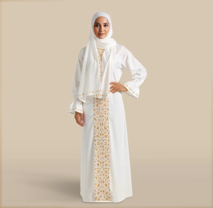 لباس صلاة مطرز لون أوف وايت