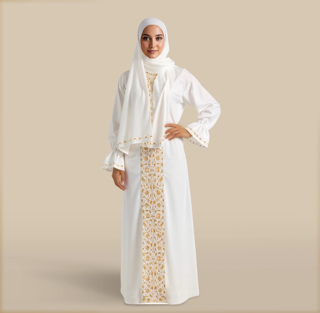 لباس صلاة مطرز لون أوف وايت لباس صلاة مطرز لون أوف وايت