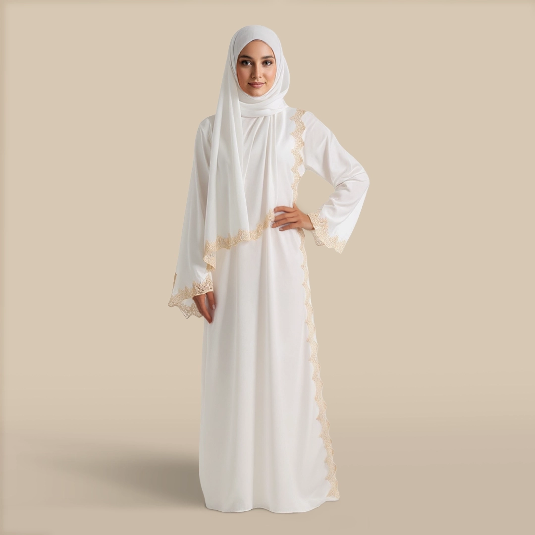 لباس صلاة مطرز أوف وايت لباس صلاة مطرز أوف وايت