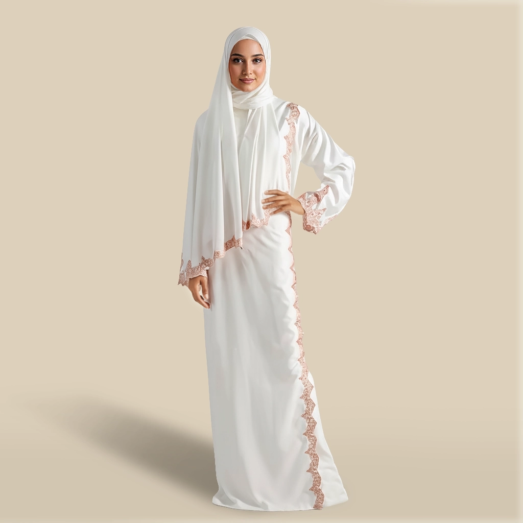 لباس صلاة مطرز بينك لباس صلاة مطرز بينك