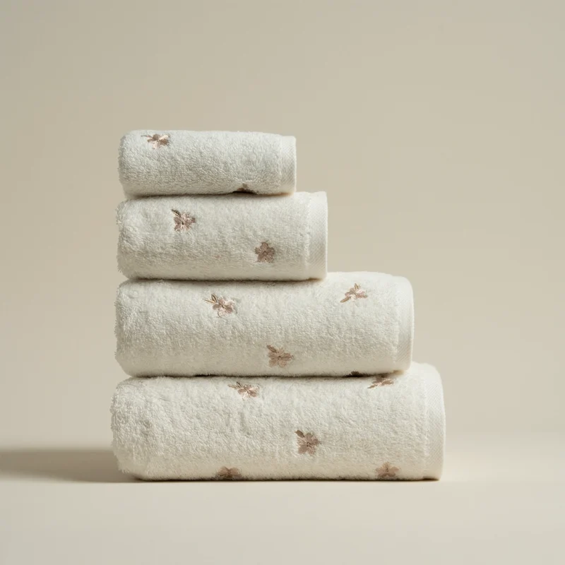 منشفة قطن مطرز أوف وايت بعدة مقاسات