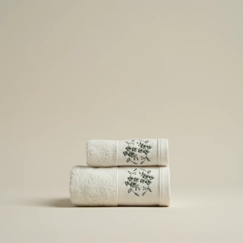 منشفة قطن مطرز أخضر