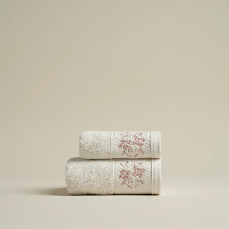 منشفة قطن مطرز بينك