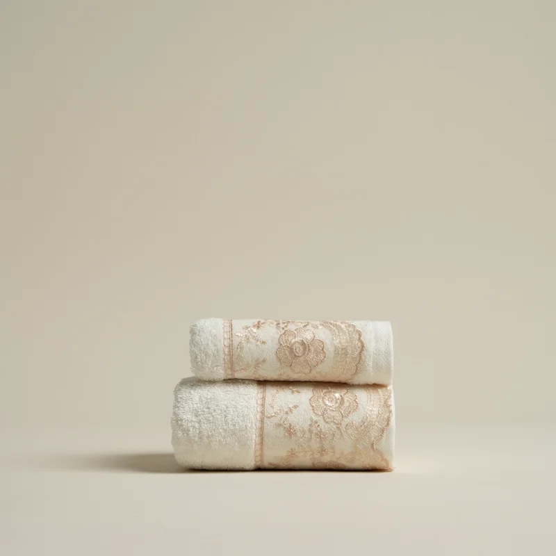 منشفة قطن مطرز لون أوف وايت