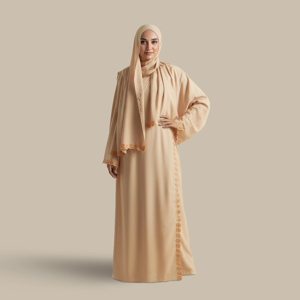 لباس صلاة مطرز أبيج غامق لباس صلاة مطرز أبيج غامق