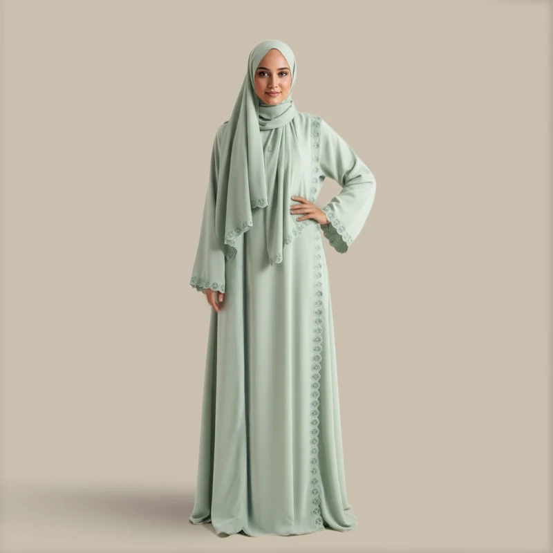 لباس صلاة مطرز أخضر