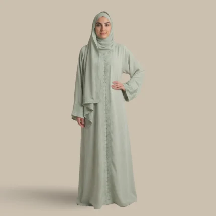 لباس صلاة ماكرو مطرز أخضر بسحاب