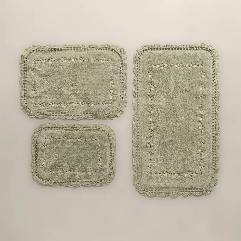 دعاسة حمام قطن مطرزة - أخضر